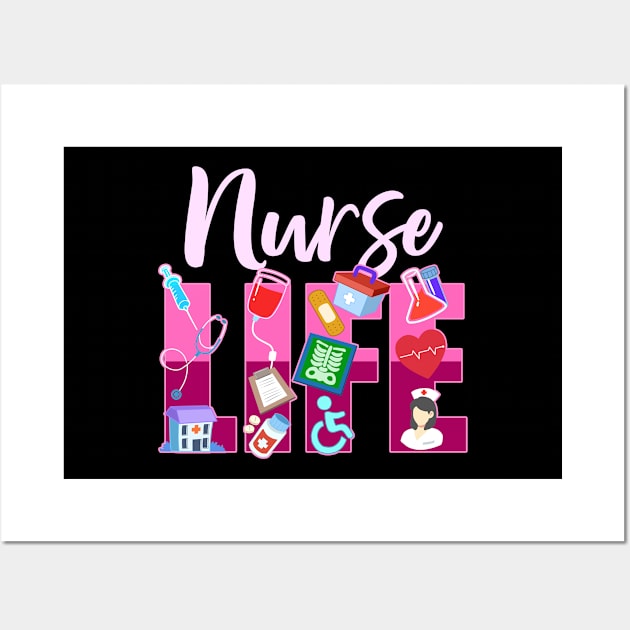 Womens Nurse Life  Gift Print Graduating School RN Nurse Print Wall Art by Linco